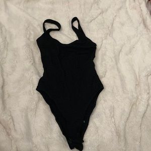 Cute black ribbed bodysuit topshop